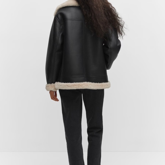 Mango Faux Leather Shearling Jacket - Picture 3 of 15